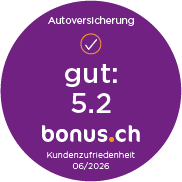 bonus.ch Badge zur Autoversicherung mit einer Bewertung von 5.1.